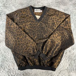 Vintage 1990s Leopard V-neck Sweater by Elements Haley Size Lg